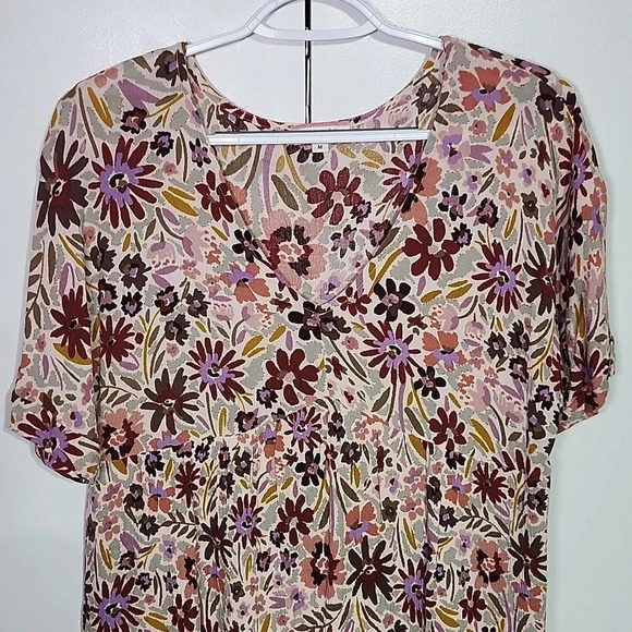 Andree Women’s Floral Babydoll Mini Dress/Tunic top sz M - Picture 4 of 10